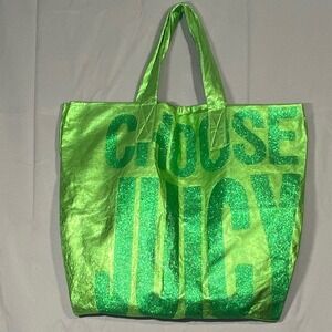 Juicy Couture 100% Cowhide Leather Green Tote Bag Y2K